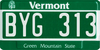 VT license plate BYG313