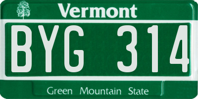 VT license plate BYG314