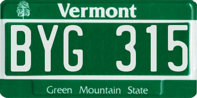 VT license plate BYG315