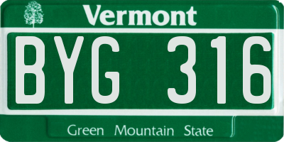 VT license plate BYG316