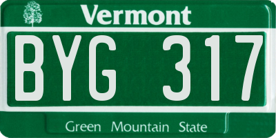 VT license plate BYG317
