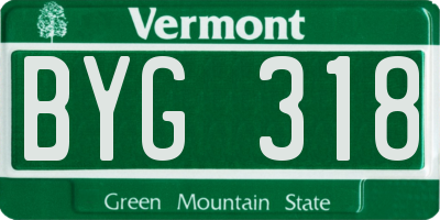 VT license plate BYG318
