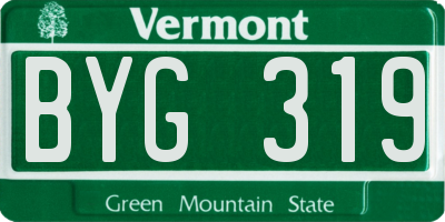 VT license plate BYG319