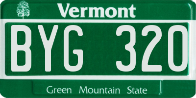 VT license plate BYG320
