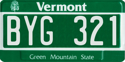 VT license plate BYG321