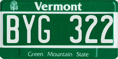 VT license plate BYG322
