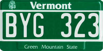 VT license plate BYG323