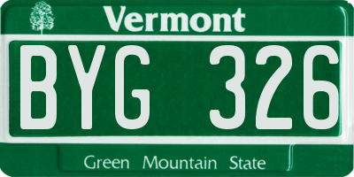 VT license plate BYG326