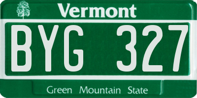 VT license plate BYG327