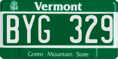 VT license plate BYG329