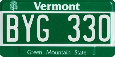 VT license plate BYG330