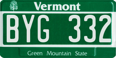 VT license plate BYG332