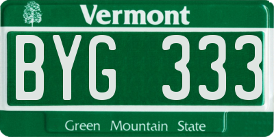 VT license plate BYG333