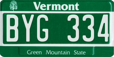 VT license plate BYG334
