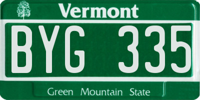 VT license plate BYG335