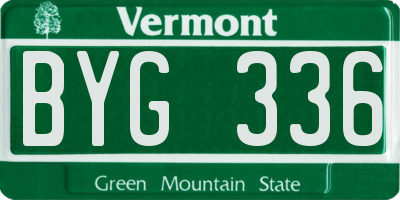 VT license plate BYG336