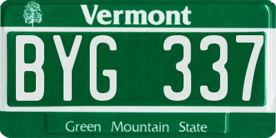 VT license plate BYG337