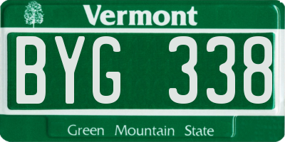 VT license plate BYG338