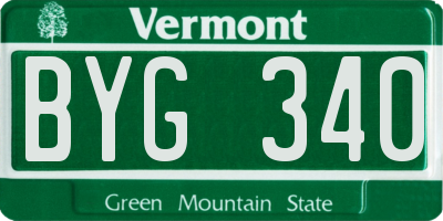 VT license plate BYG340