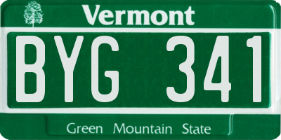 VT license plate BYG341