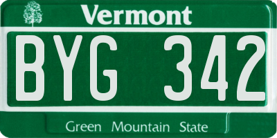 VT license plate BYG342