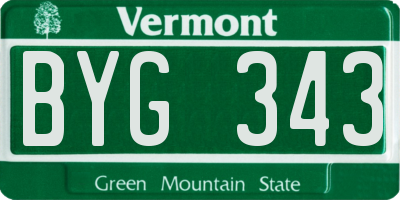 VT license plate BYG343