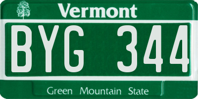 VT license plate BYG344
