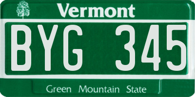 VT license plate BYG345