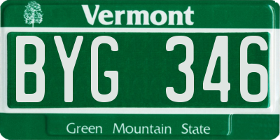 VT license plate BYG346