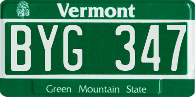 VT license plate BYG347