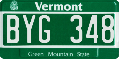 VT license plate BYG348