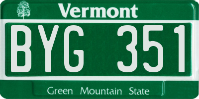 VT license plate BYG351