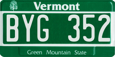 VT license plate BYG352