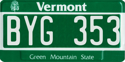 VT license plate BYG353