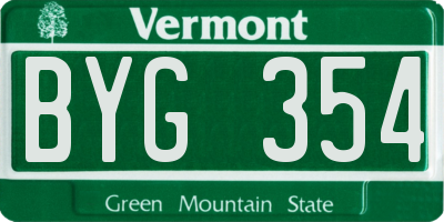 VT license plate BYG354