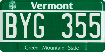 VT license plate BYG355