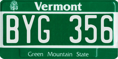 VT license plate BYG356