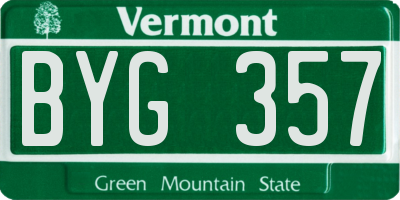 VT license plate BYG357