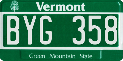 VT license plate BYG358