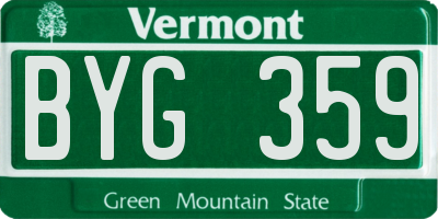 VT license plate BYG359