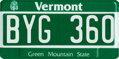 VT license plate BYG360