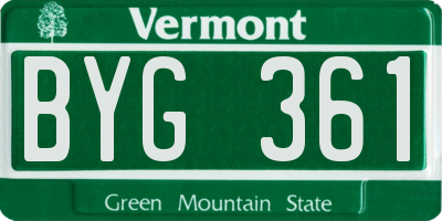 VT license plate BYG361