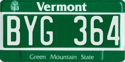 VT license plate BYG364