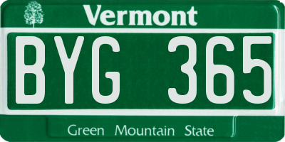 VT license plate BYG365