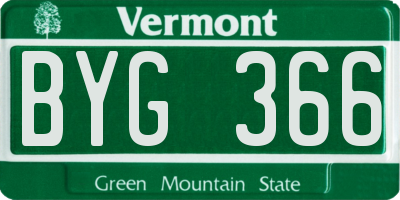 VT license plate BYG366