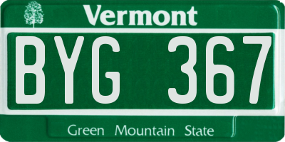 VT license plate BYG367