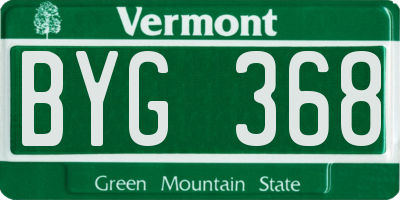 VT license plate BYG368