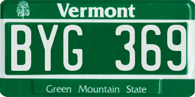 VT license plate BYG369