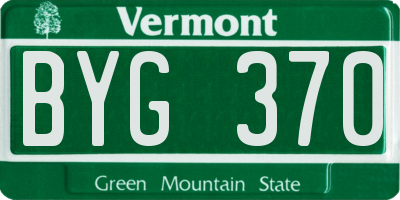 VT license plate BYG370