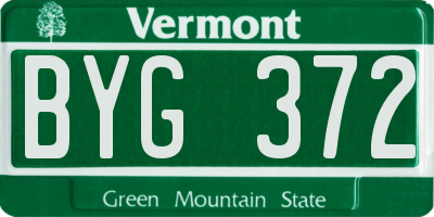 VT license plate BYG372